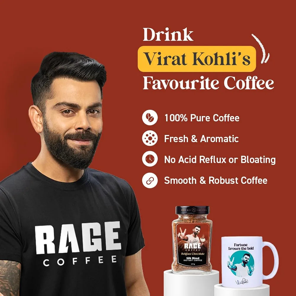 Rage Coffee Silk Blend Instant Coffee | Belgian Chocolate Silk Blend Flavoured Coffee 60 GMs | | 100% Pure Instant Coffee | Premium, Bold & Smooth