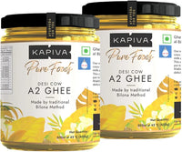 Kapiva A2 Desi Cow Ghee 500Ml | Bilona Method, Curd-Churned | Pure, Natural, Healthy | Grass-Fed Cultured Ghee - Super Saver Pack Of 2