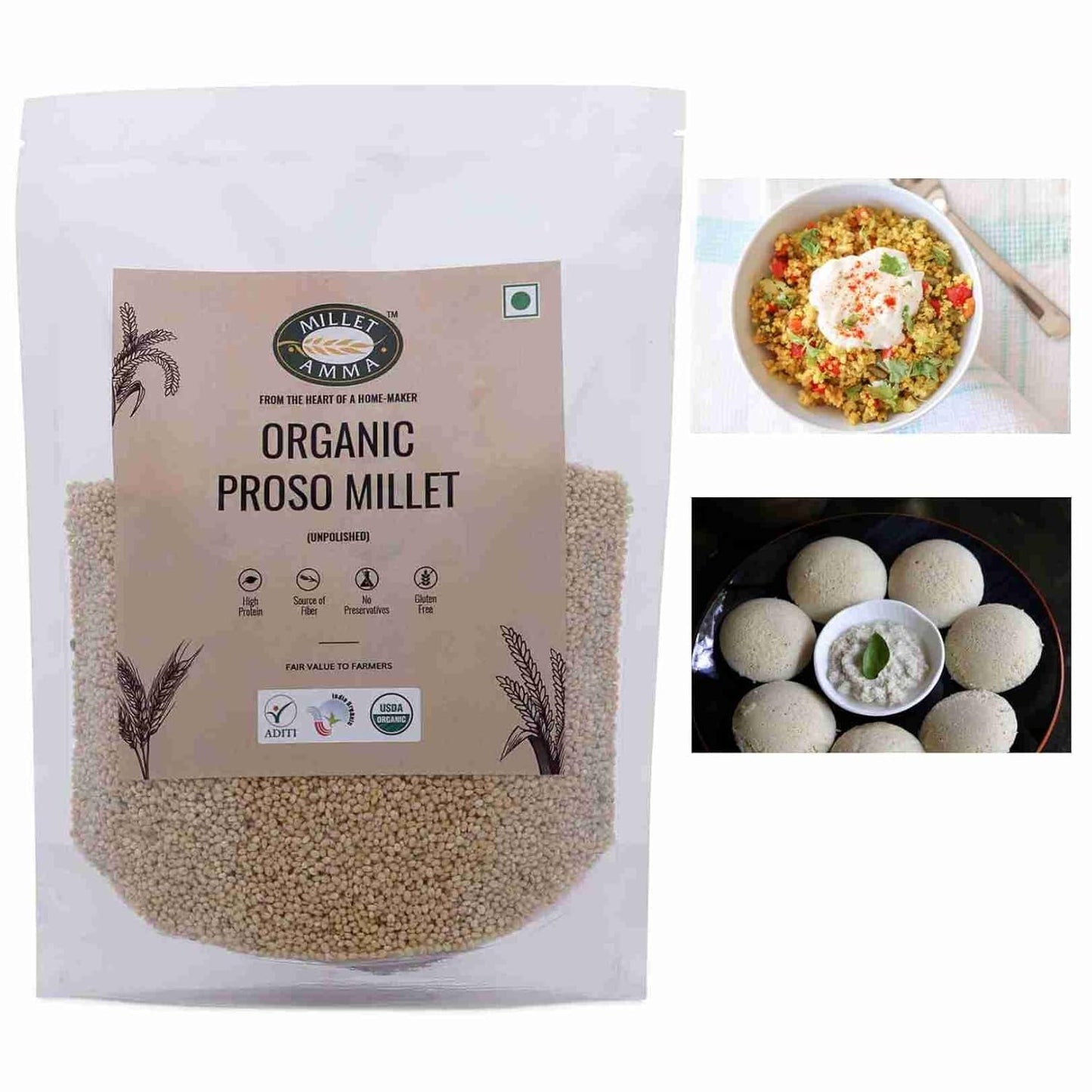 Millet Amma Unpolished Certified Proso Millet - 1000 gms