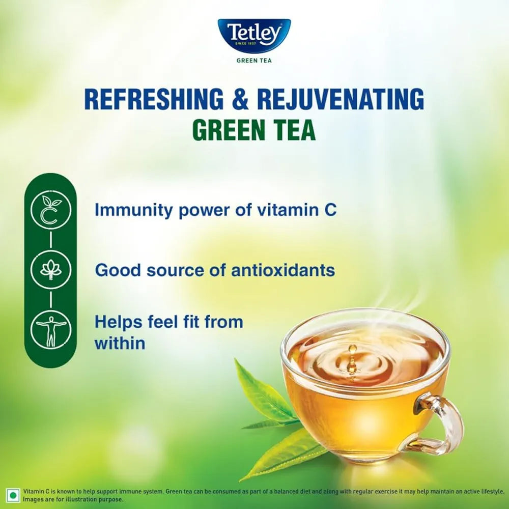 Tetley Green Tea Immune With Added Vitamin C, Classic Green Tea, Makes 400 Cups, Long Leaf Tea, 5X Antioxidants As An Apple - 500 Gm