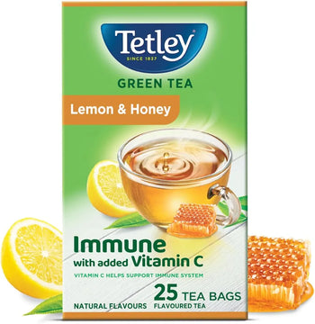 Tetley Green Tea, Lemon And Honey, 25 Tea Bags, 39 Grams