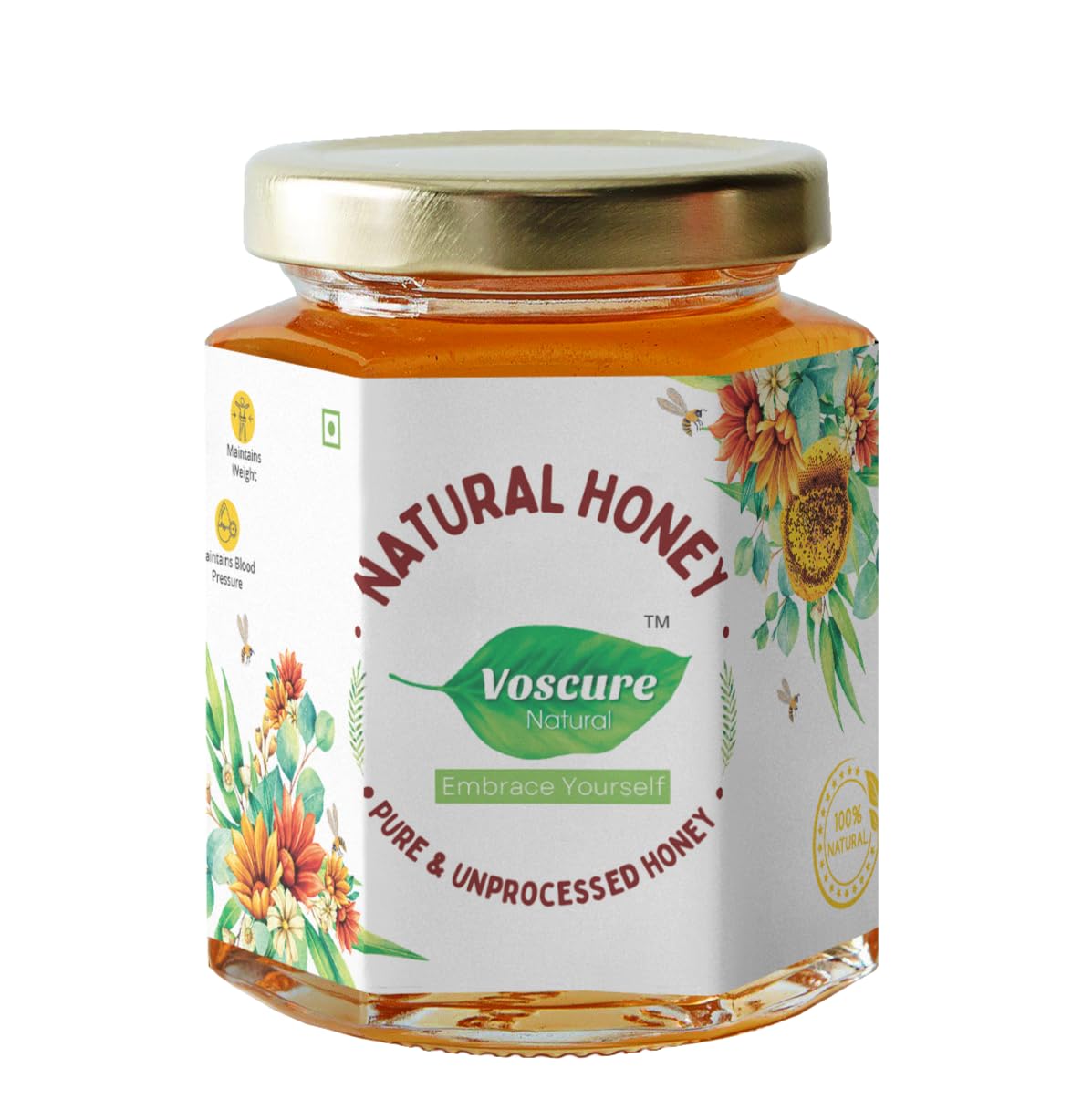 Voscure Natural Raw Honey Unprocessed - 500 gms