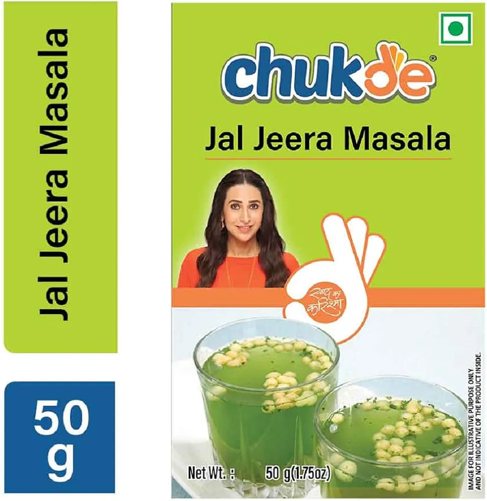 Chukde - Jal Jeera Masala - Enhance Your Indian Cuisine with This Tangy Spice Blend - Ideal for Chaat, Raita, & Traditional Indian Drinks - 50 Gm - Pack of 5