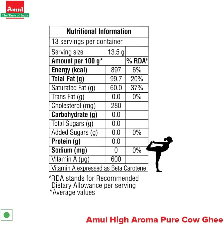 Amul High Aroma Cow Ghee, 200 Ml Jar