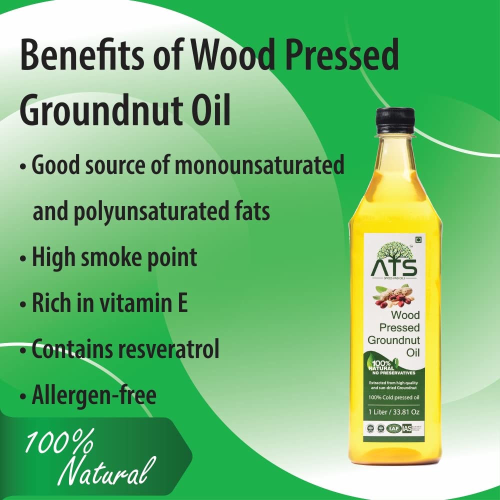 ATS Wood Pressed Groundnut Peanuts Oil - 1000 gms