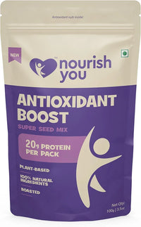 Nourish You Antioxidant Boost 100g | 7 in 1 Seeds Mix | Edible Seeds |Healthy Snacks | Roasted Seeds Mix of Sunflower, Chia, Flax, Seasame, Pumpkin, Cranberries & Gojiberries | 100% Natural