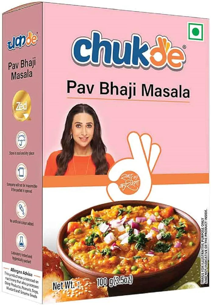 Chukde - Pav Bhaji Masala - Bold & Flavorful Spice Mix - Authentic Mumbai Street Style Spice Blend - Rich Flavors for Restaurant Quality Pav Bhaji & Veggie Dishes - 100 Gm