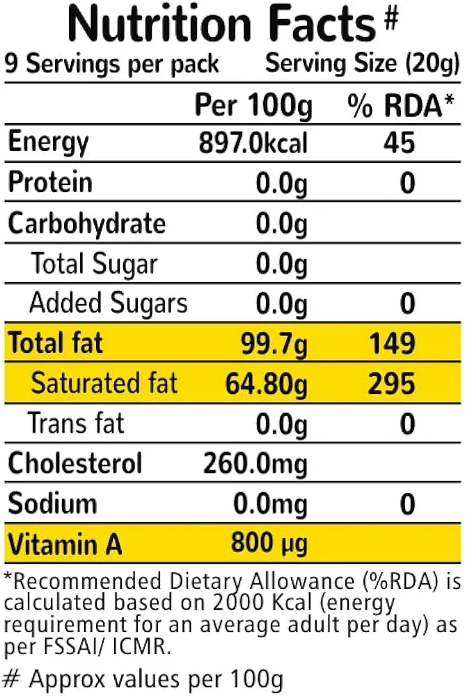 Akshayakalpa Organic Cow Ghee -195 ml – Pure Organic ghee, traditionally-churned, Chemical-Free, granular ghee, Nutritious by Nature