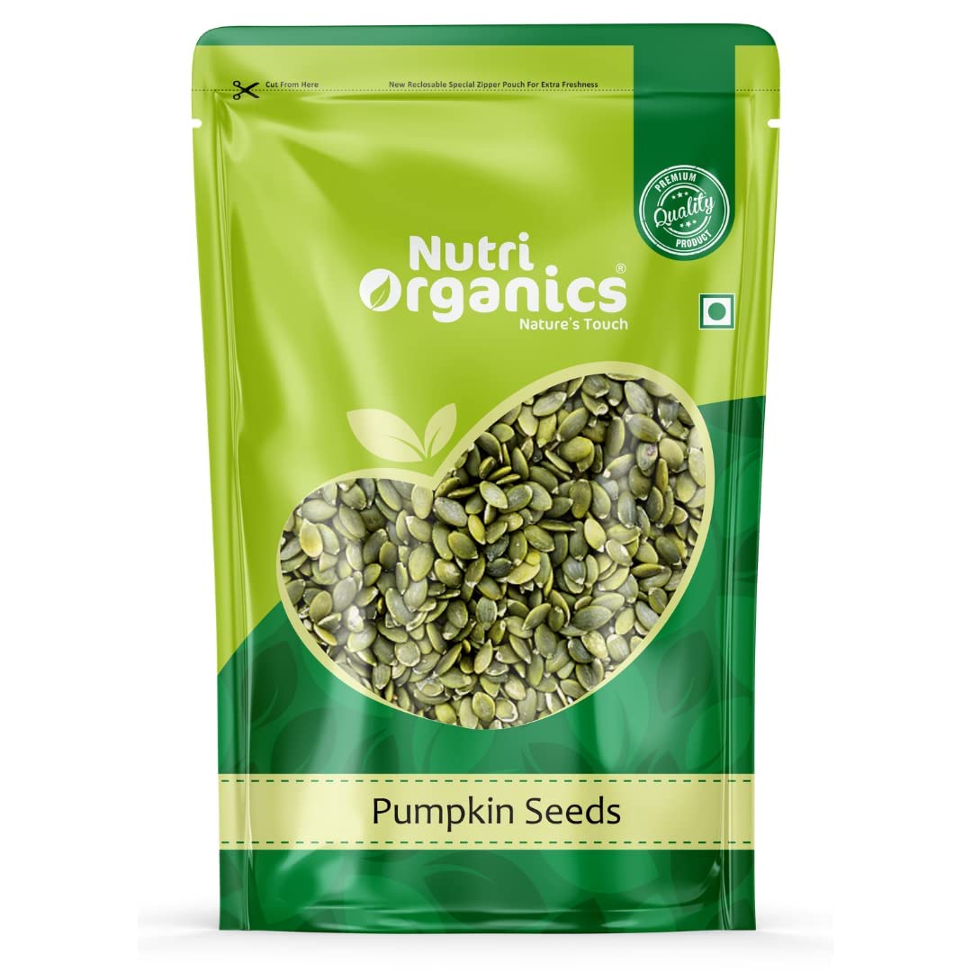 Nutri Organics Raw & Unroasted Pumpkin Seeds | Immunity Booster and Fiber Rich Superfood | Rich Source of Omega 3 | Highly Nutritious Snack | Rich in Protein, Dietary Fibre, Zinc & Magnesium - 200 G (NO_Pumpkin200)