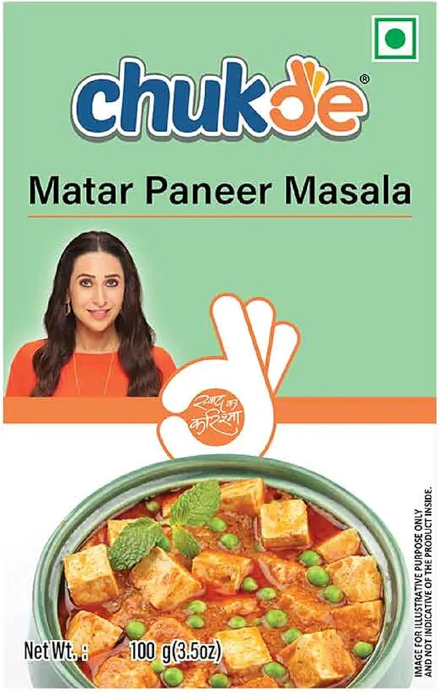 Chukde - Matar Paneer Masala - Traditional Indian Recipe - Flavorful & Aromatic Spice Mix - Perfect Seasoning for Delicious Indian Dishes - 100 Gm - Pack of 3