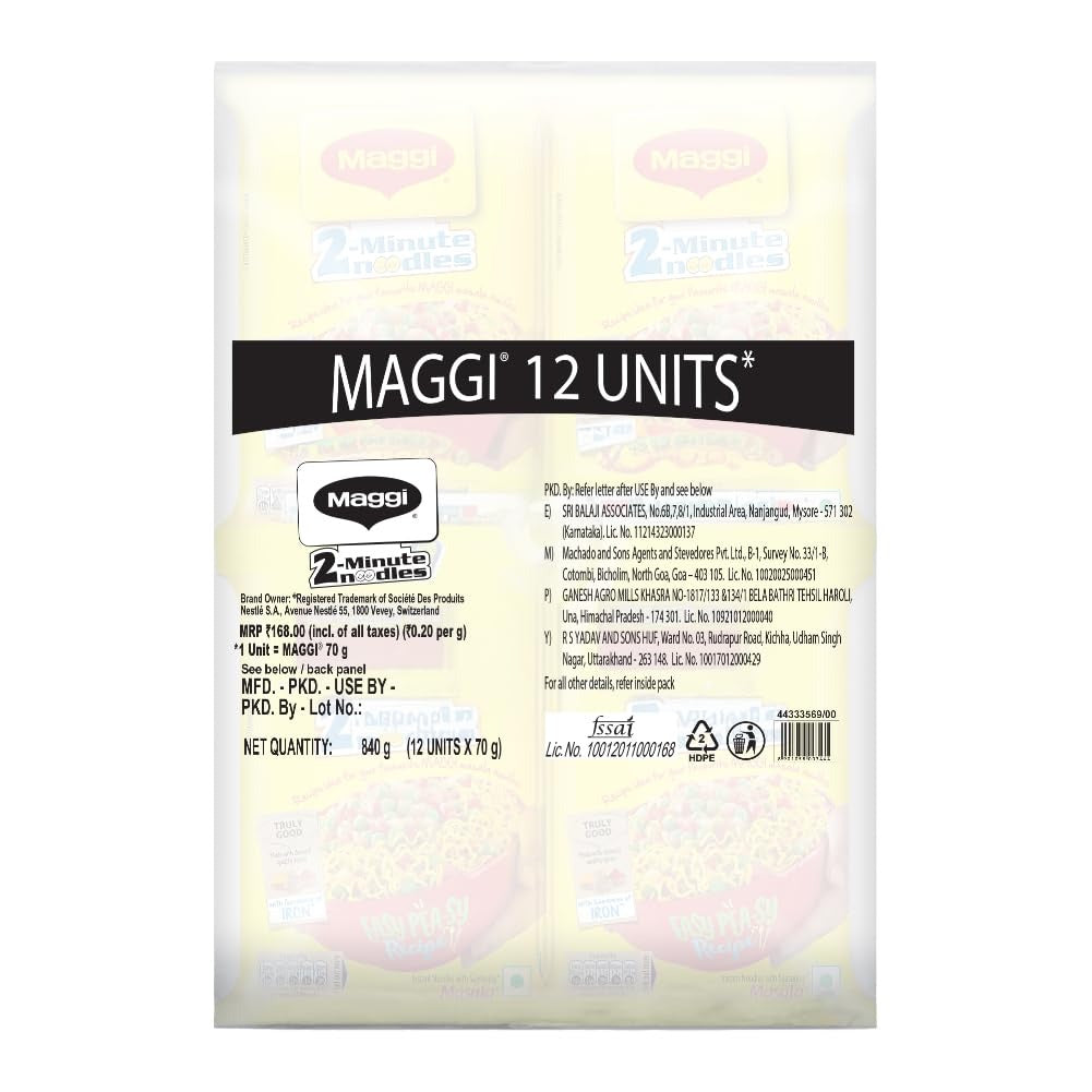 Maggi  2-Minute Instant Noodles - 840 gms(Pack of 12)