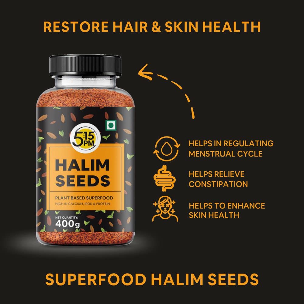 5:15PM Halim Seeds | Aliv Seeds for Eating & Hair Growth | Haleem Seeds | Garden Cress Seeds| Asaliya Seeds - Immunity Booster Superfood – 400g