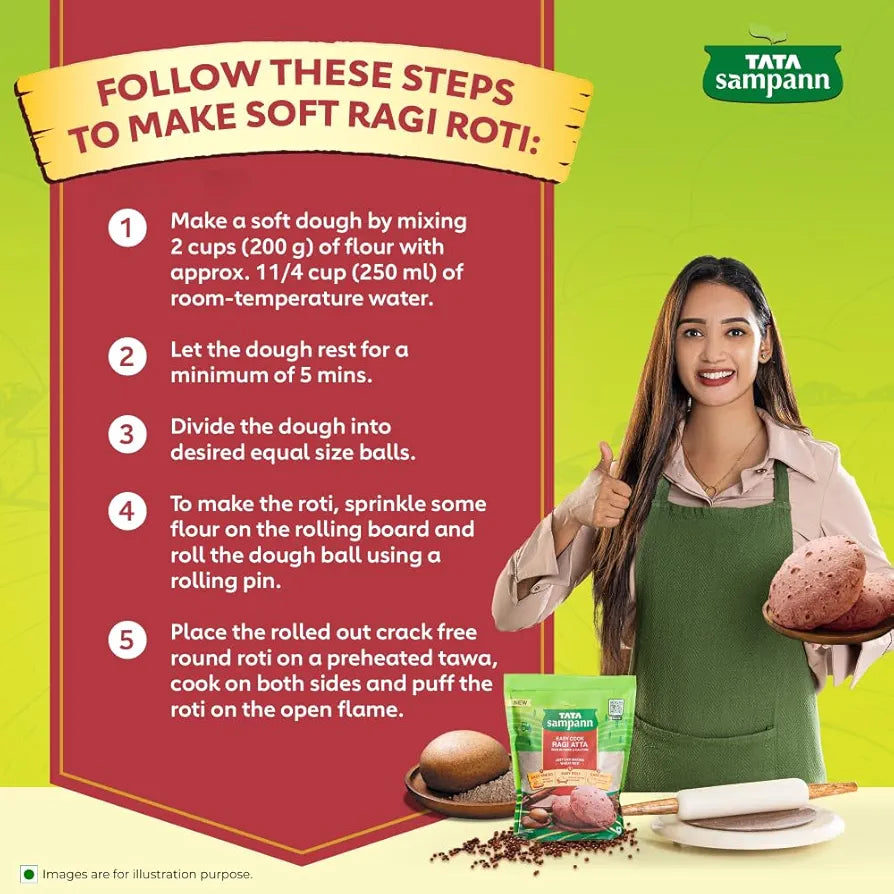 Tata Ragi Powder Tata Sampann Easy Cook Ragi Atta - 500 Gms - Veeha Foods