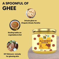 5:15PM A2 Ghee Organic | 100% Desi A2 Gir Cow Ghee | Traditional Vedic Bilona Method | Handmade Curd Churned| Pure A2 Cow Ghee, Natural & Healthy| Lab Tested & Certified - 250ml