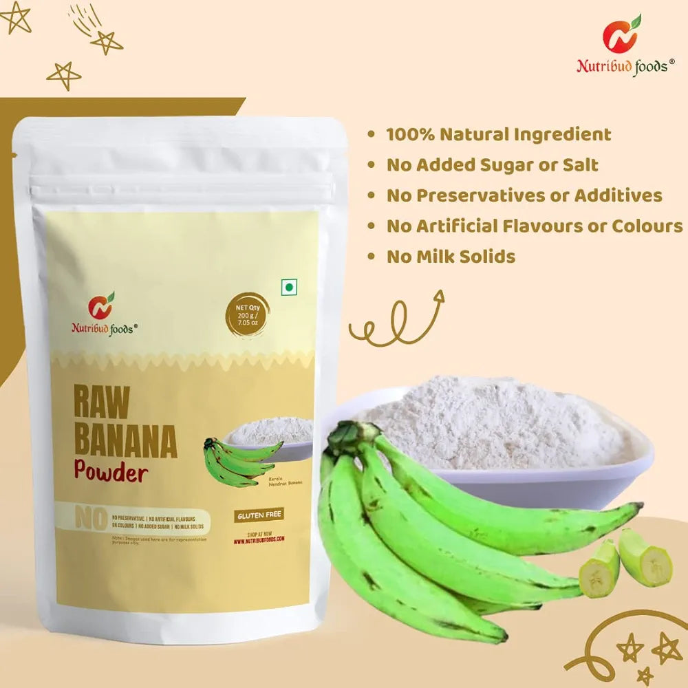 Nutribud Foods Raw Banana Powder  - Gluten-Free | Natural Ingredients | Pack Of 1, 200G