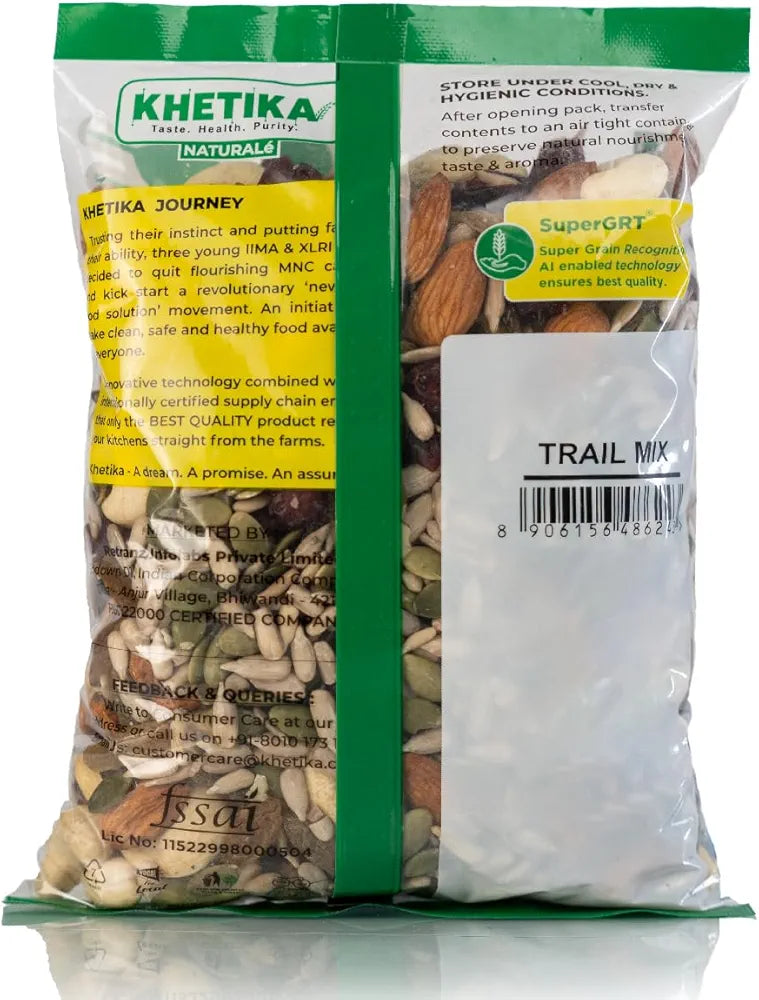 Khetika Naturale Trail Mix 800g | Superfoods in one mix | Energy Power Pack | Contains Almonds, Cashew, Cranberry, Raisins,Pumpkin Seeds