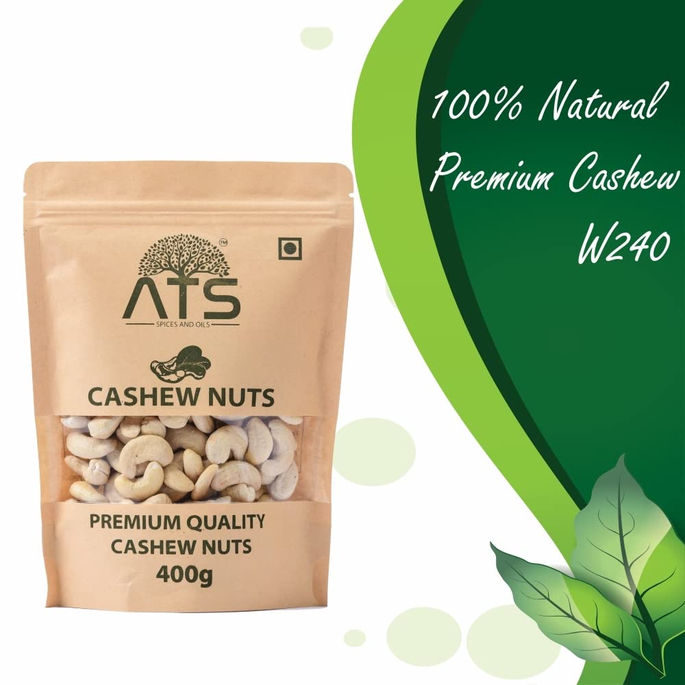 ATS Whole Cashew Nuts Raw and Natural - 400 gms