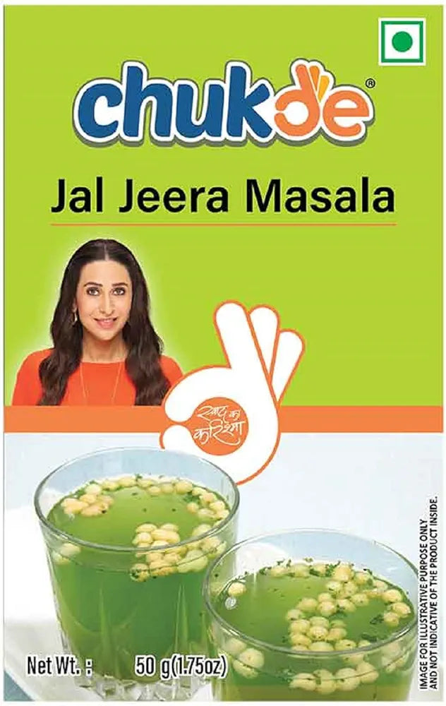 Chukde - Jal Jeera Masala - Enhance Your Indian Cuisine with This Tangy Spice Blend - Ideal for Chaat, Raita, & Traditional Indian Drinks - 50 Gm - Pack of 5