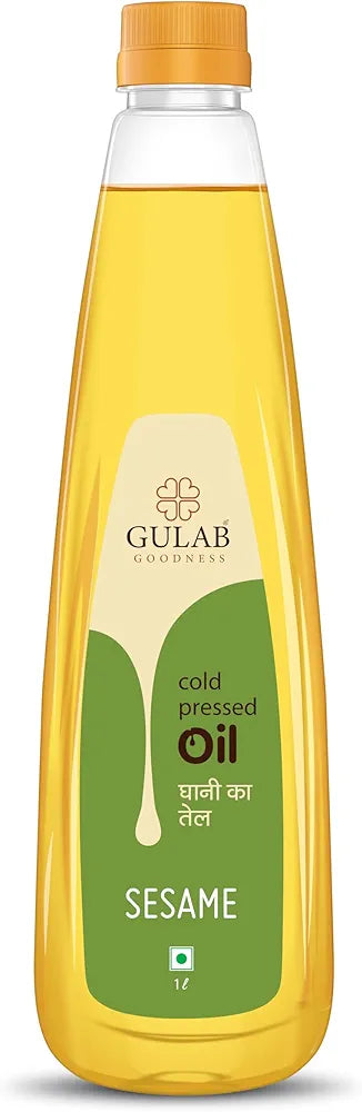 Gulab Cold Pressed Sesame Oil - 1 Litre | Gingelly Oil | Til Tel | Wood Pressed/Virgin Oil/Kolhu/Chekku/Ghani Oil | Natural