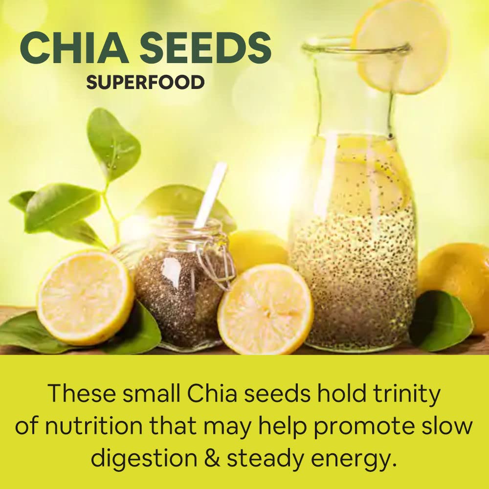 5:15PM Certified Organic Chia Seeds - Raw Unroasted Black Chia Seeds for Eating with Omega 3 and Fiber - 200g