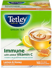 Tetley Green Tea Immune With Added Vitamin C, Lemon And Honey, 10 Tea Bags, 27 grams, Pack of 1