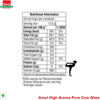 Amul High Aroma Cow Ghee, 500 ml Jar