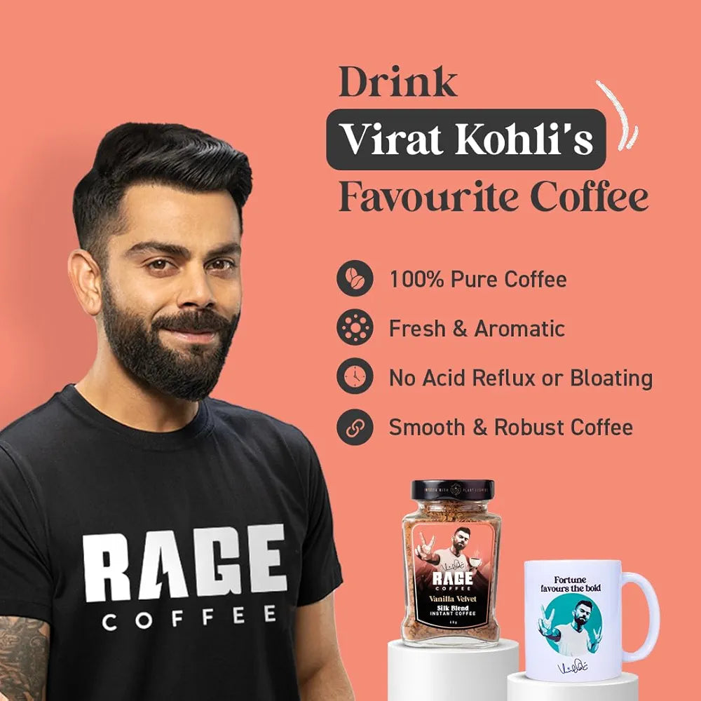 Rage Coffee Silk Blend Instant Coffee | Vanilla Velvet Silk Blend Flavoured Coffee 60 GMs | 100% Pure Instant Coffee | Premium, Bold & Smooth