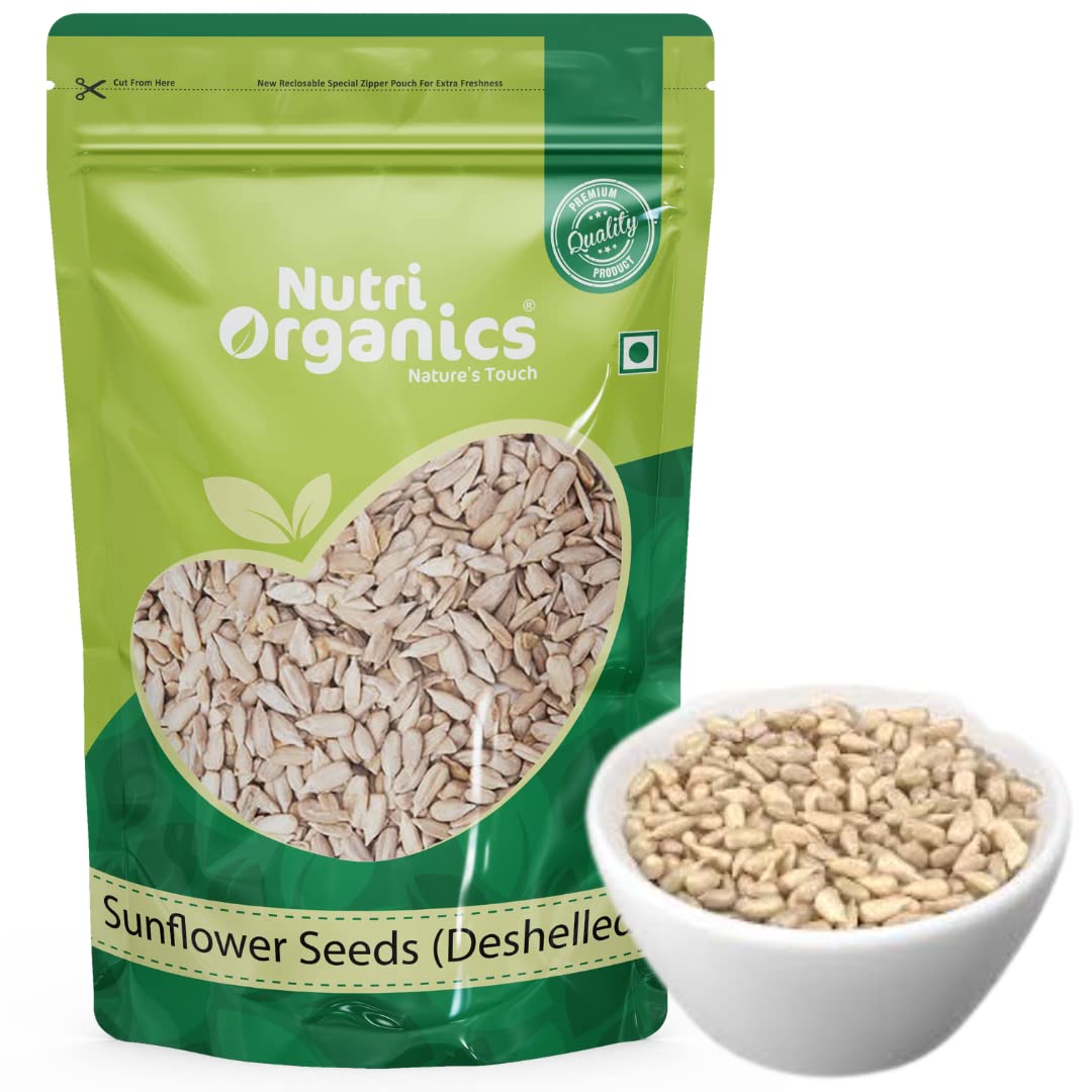 Nutri Organics Raw Sunflower Seeds for Eating, High in Protein and Fiber & Gluten free, 500gm