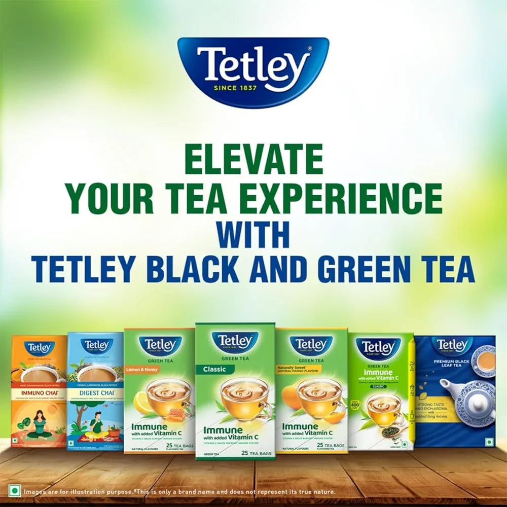 Tetley Green Tea, Lemon And Honey, 100 Tea Bags, 140 Grams