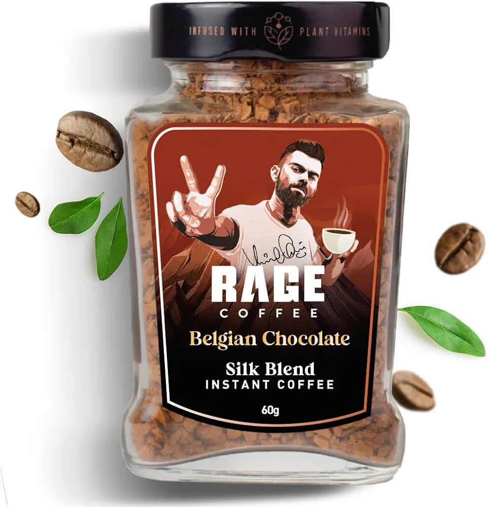 Rage Coffee Silk Blend Instant Coffee | Belgian Chocolate Silk Blend Flavoured Coffee 60 GMs | | 100% Pure Instant Coffee | Premium, Bold & Smooth