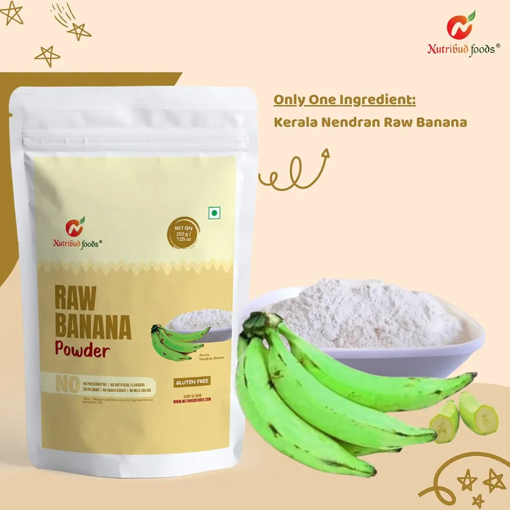 Nutribud Foods Raw Banana Powder  - Gluten-Free | Natural Ingredients | Pack Of 1, 200G