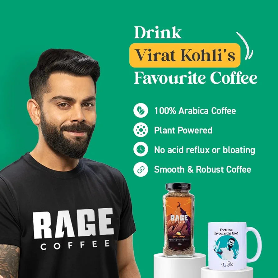 Rage Coffee Mint Mocha Flavoured Instant Coffee with Plant based Vitamins | 100% Arabica beans coffee | Helps in improve Gut health | Hot&Cold coffee - 100g