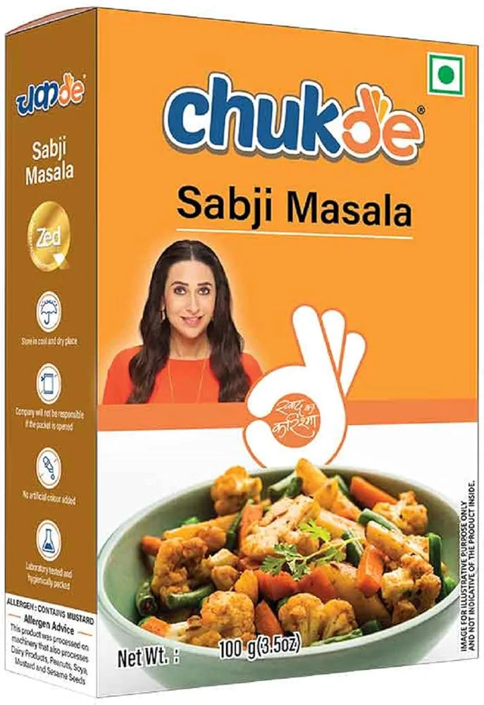 Chukde - Sabji Masala - Vegetable Curry Powder - Enhance Every Vegetable Dish with Rich Indian Spices - Aromatic Spice Mix for Delicious Indian Veg Curries - 100 gm - Pack of 3