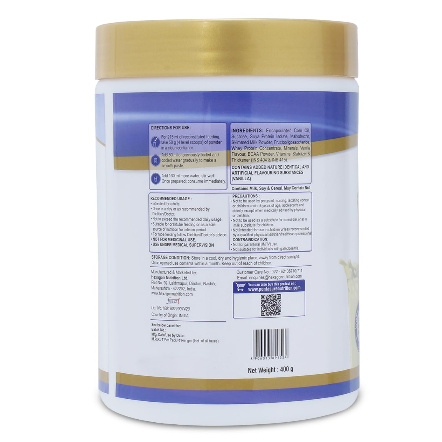 Pentasure Daily Nutrition Protein Shake Vanilla Flavour