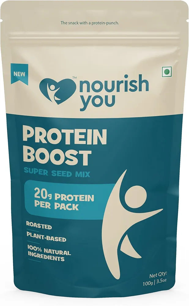 Nourish You Protein Boost 100g | Seeds for Eating | Diet for Snacks | No Artificial Flavours & Preservatives | Mix of Sunflower, Flax, Watermelon, Sesame Seeds & Walnut & Almonds