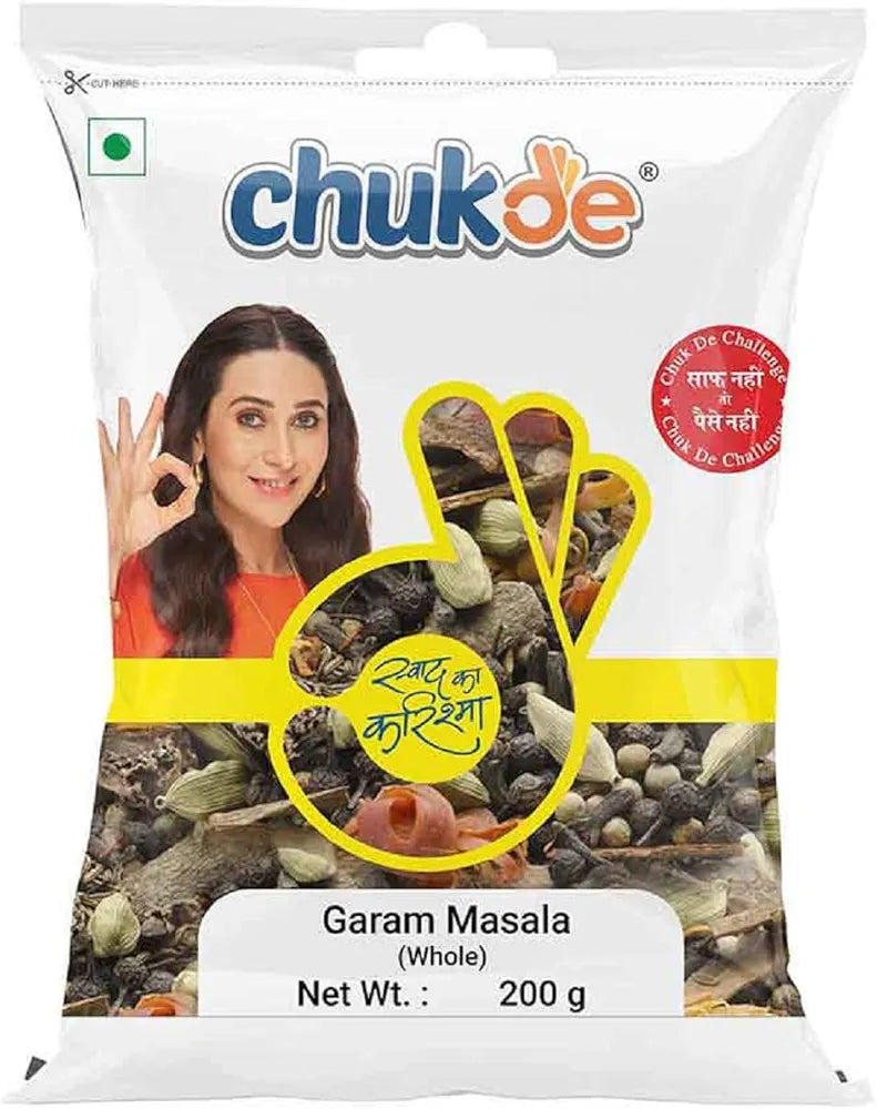 Chukde - Garam Masala Whole - Blend of 13 Spices - Authentic Indian Spice Blend for Rich Flavors - Ideal for Traditional Indian Dishes - Whole Blended Spice - 200 Gm