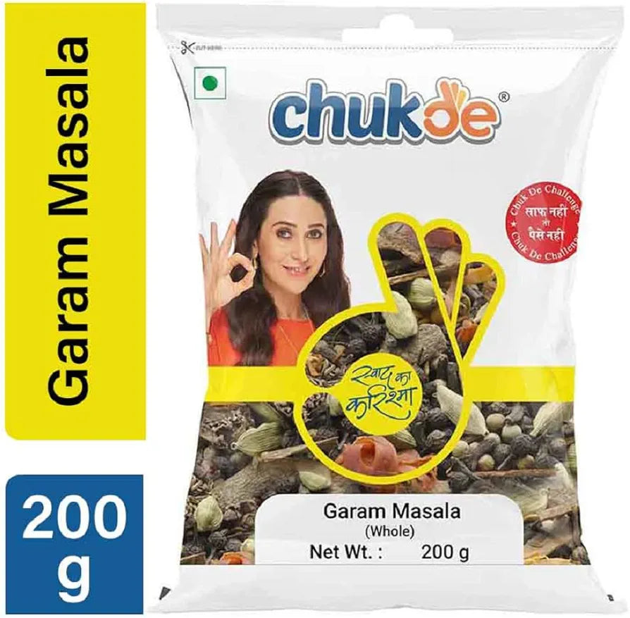 Chukde - Garam Masala Whole - Blend of 13 Spices - Authentic Indian Spice Blend for Rich Flavors - Ideal for Traditional Indian Dishes - Whole Blended Spice - 200 Gm