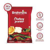 Brahmins Chutney Powder Instant Chutney Podi - 100 gms(Pack of 5)