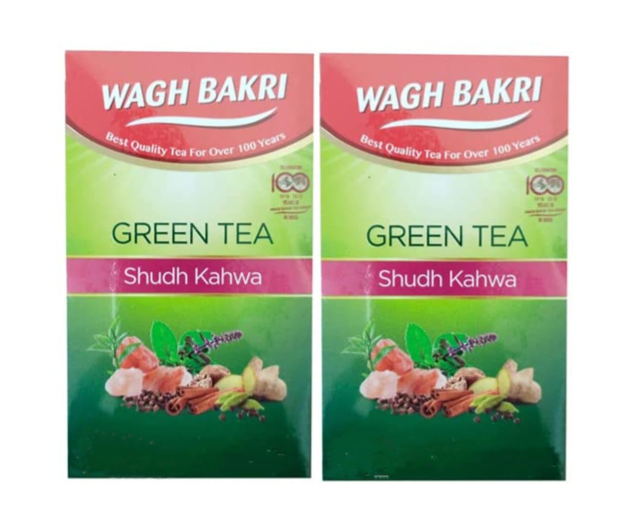 Wagh Bakri Green Tea Shudh Kahwa 25 Tea Bags  - 62 gms (Pack of 2)