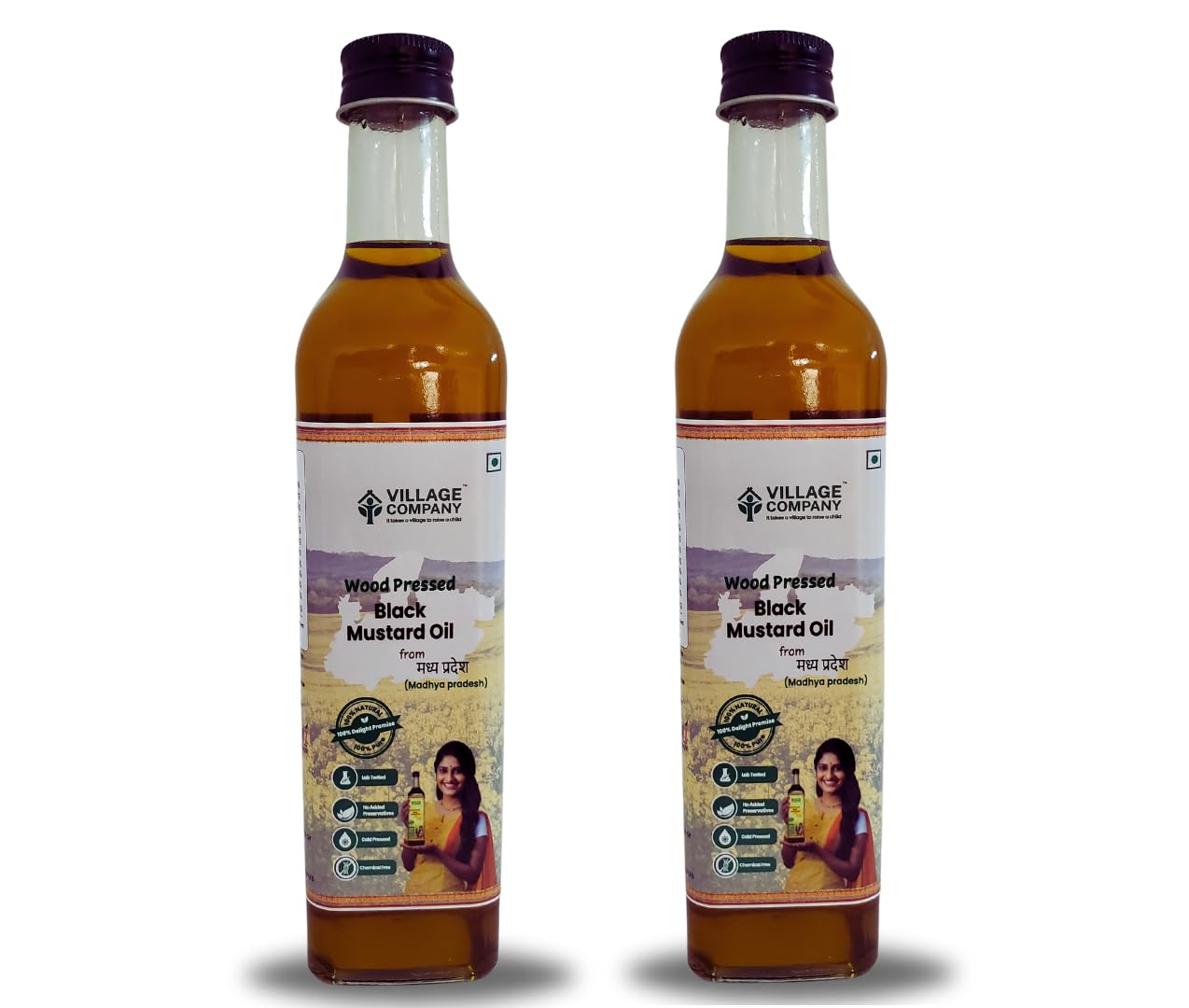 Village Company Cold Pressed Black Mustard Oil - 500 gms (pack of 2)