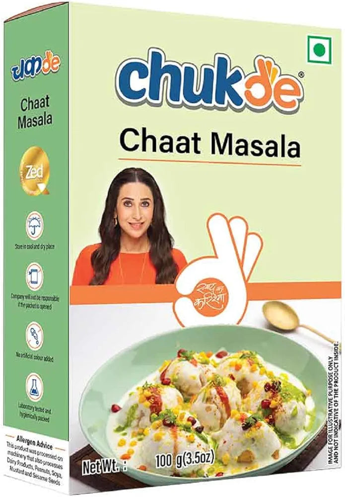 Chukde - Chaat Masala - Powder Blend Spice - Authentic Indian Spice Blend for Flavorful Street Food - Ideal for Indian Snacks and Appetizers - 100 Gram