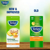 Tetley Green Tea, Lemon And Honey, 100 Tea Bags, 140 Grams