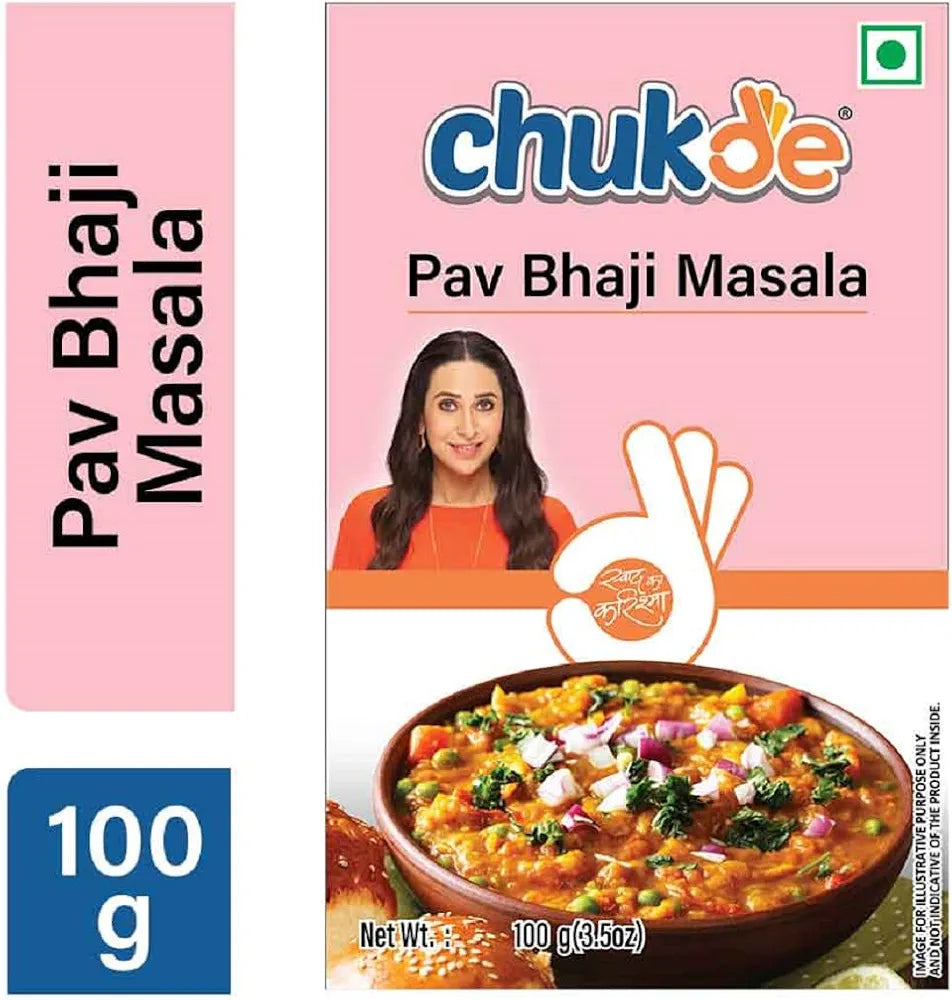 Chukde - Pav Bhaji Masala - Bold & Flavorful Spice Mix - Authentic Mumbai Street Style Spice Blend - Rich Flavors for Restaurant Quality Pav Bhaji & Veggie Dishes - 100 Gm