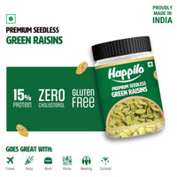 Happilo Premium Seedless Green Raisins 250g Jar