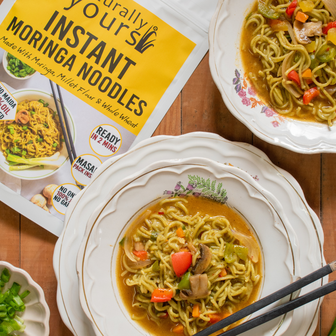 Moringa Instant Ramen Noodles - Rich in Protein, Fiber, & Calcium - Ready in 2 Mins - 175g