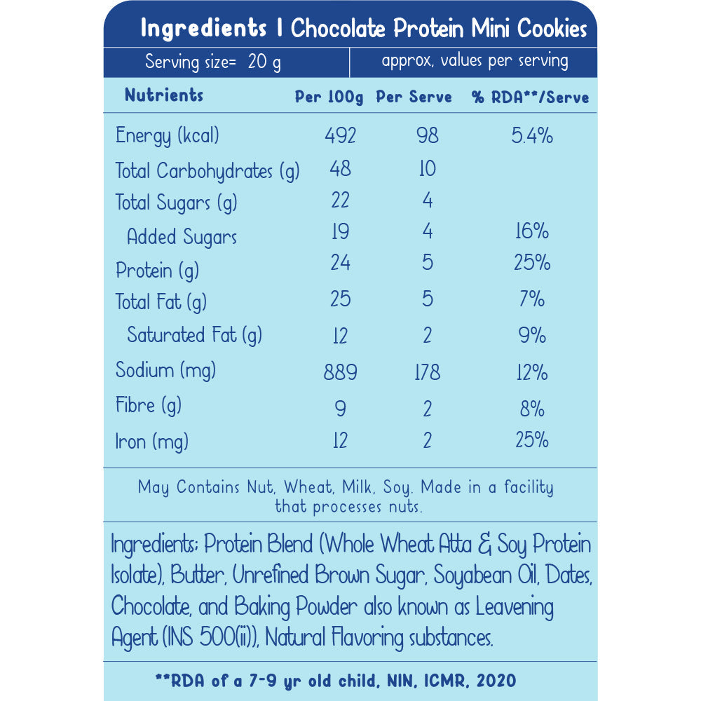 Chocolate Protein Mini Cookies for kids - 150gms