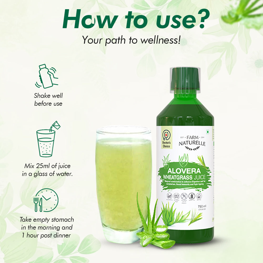 Aloevera Wheatgrass Juice 100% Pure Herbal Concentrated (Extra Fiber in Gel Form) Aloevera Wheatgrass Gel/Juice