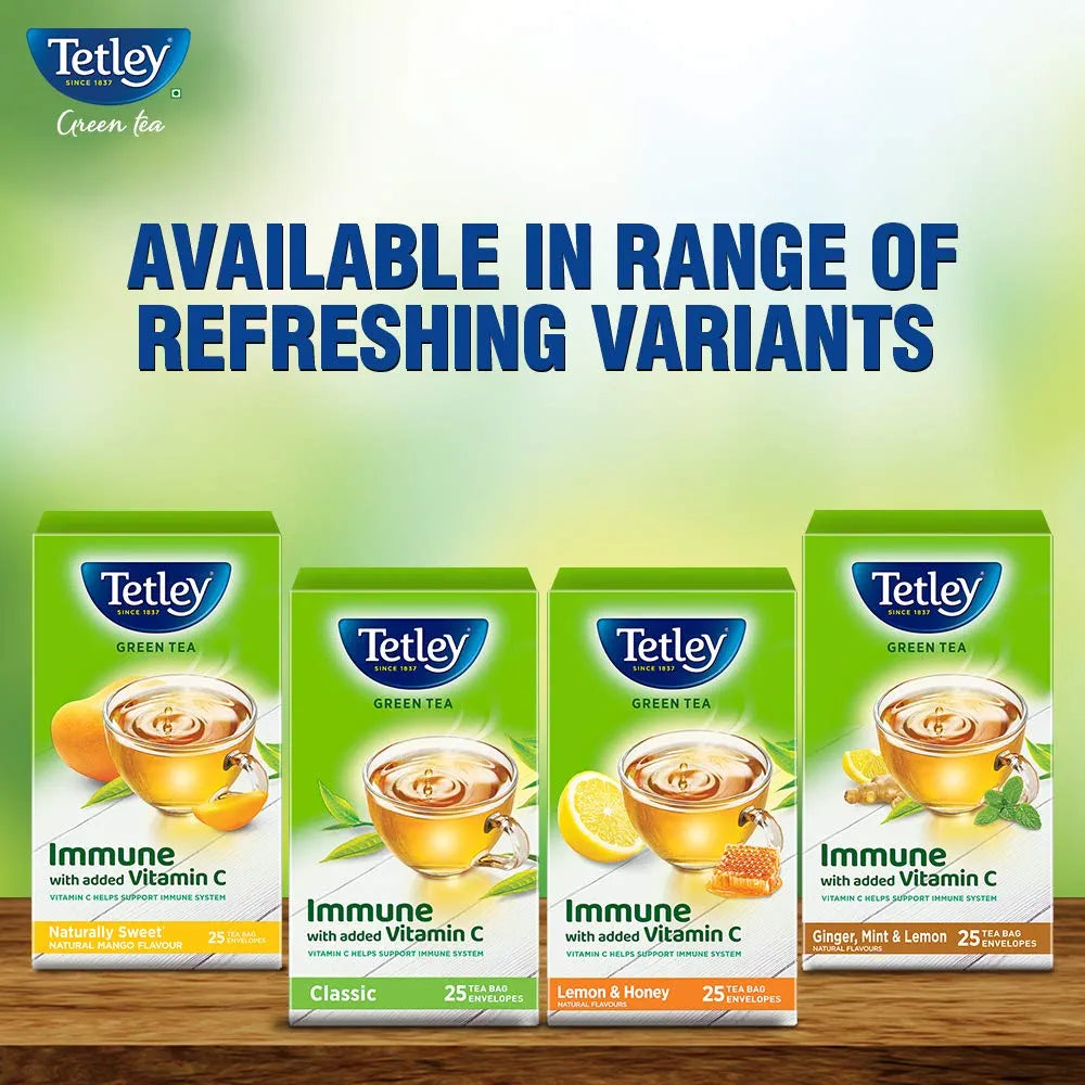 Tetley Green Tea, Lemon And Honey, 25 Tea Bags, 39 Grams