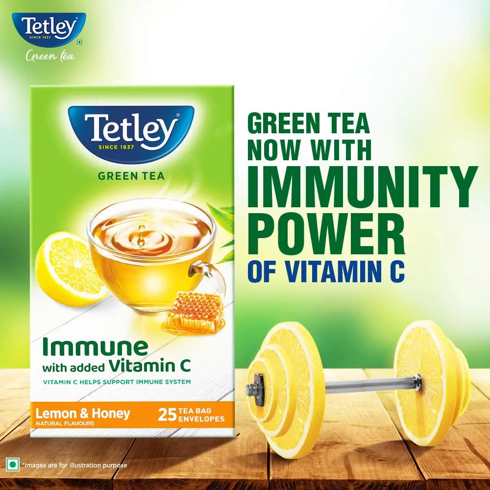 Tetley Green Tea, Lemon And Honey, 25 Tea Bags, 39 Grams