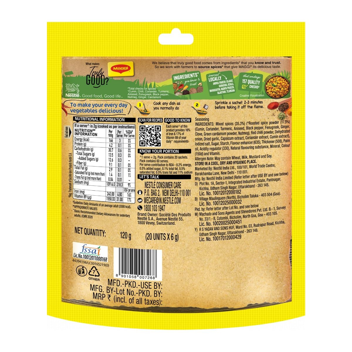 Maggi Masala-ae-Magic Vegetable Masala - 120 gms(6 gms 20 sachets)